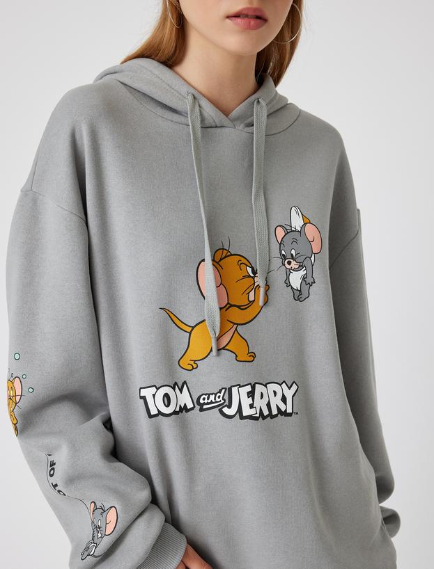 Tom ve Jerry Oversize Kapüşonlu Sweatshirt Lisanslı Baskılı_4