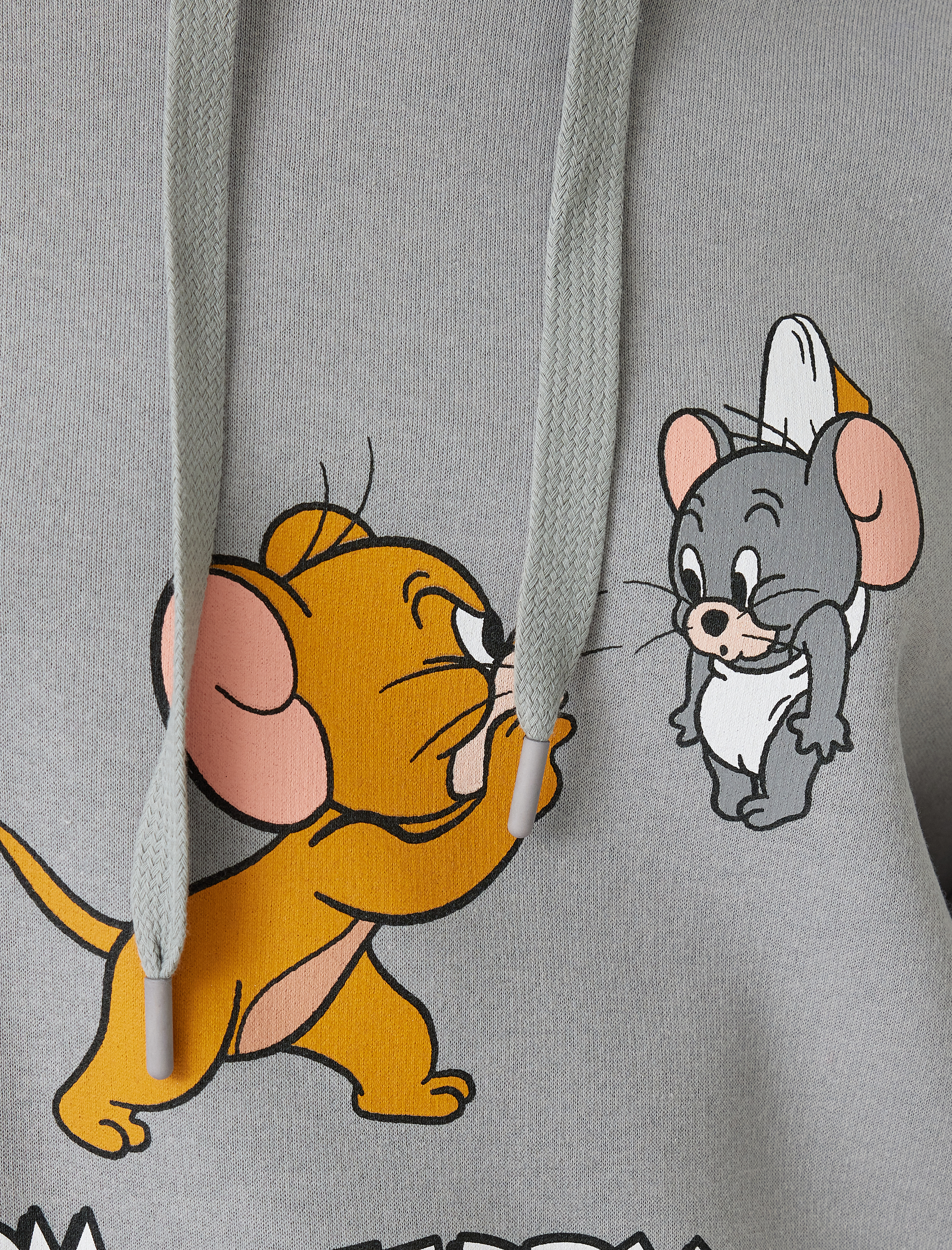  Şardonlu Tom ve Jerry Oversize Kapüşonlu Sweatshirt Lisanslı Baskılı
