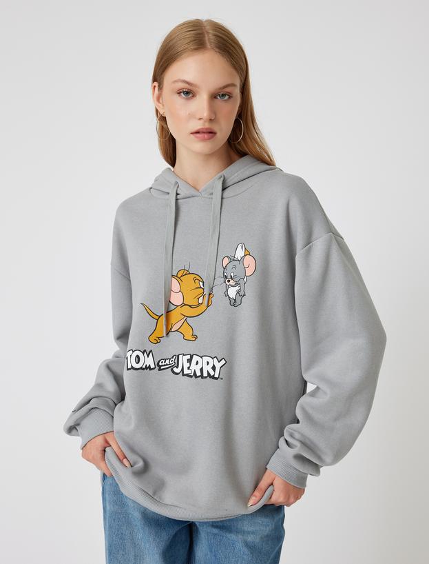 Tom ve Jerry Oversize Kapüşonlu Sweatshirt Lisanslı Baskılı_2