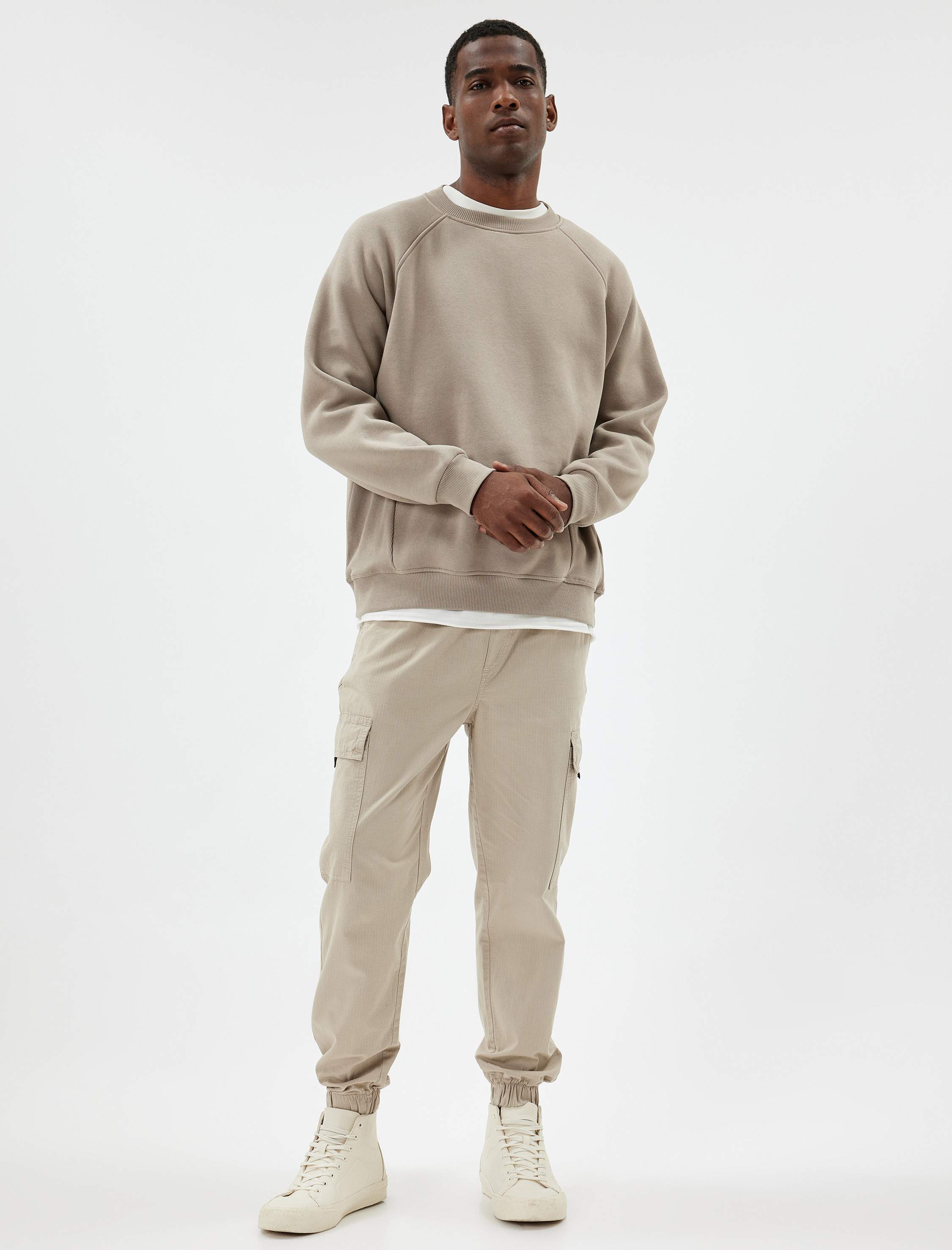   Beli Bağcıklı Pamuklu Kargo Cep Detaylı Jogger Pantolon