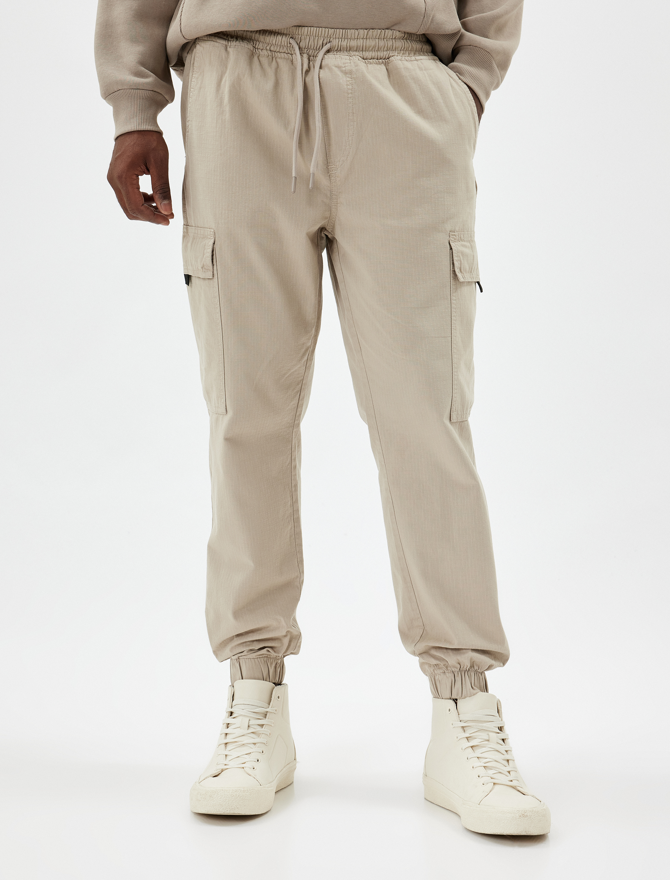   Beli Bağcıklı Pamuklu Kargo Cep Detaylı Jogger Pantolon