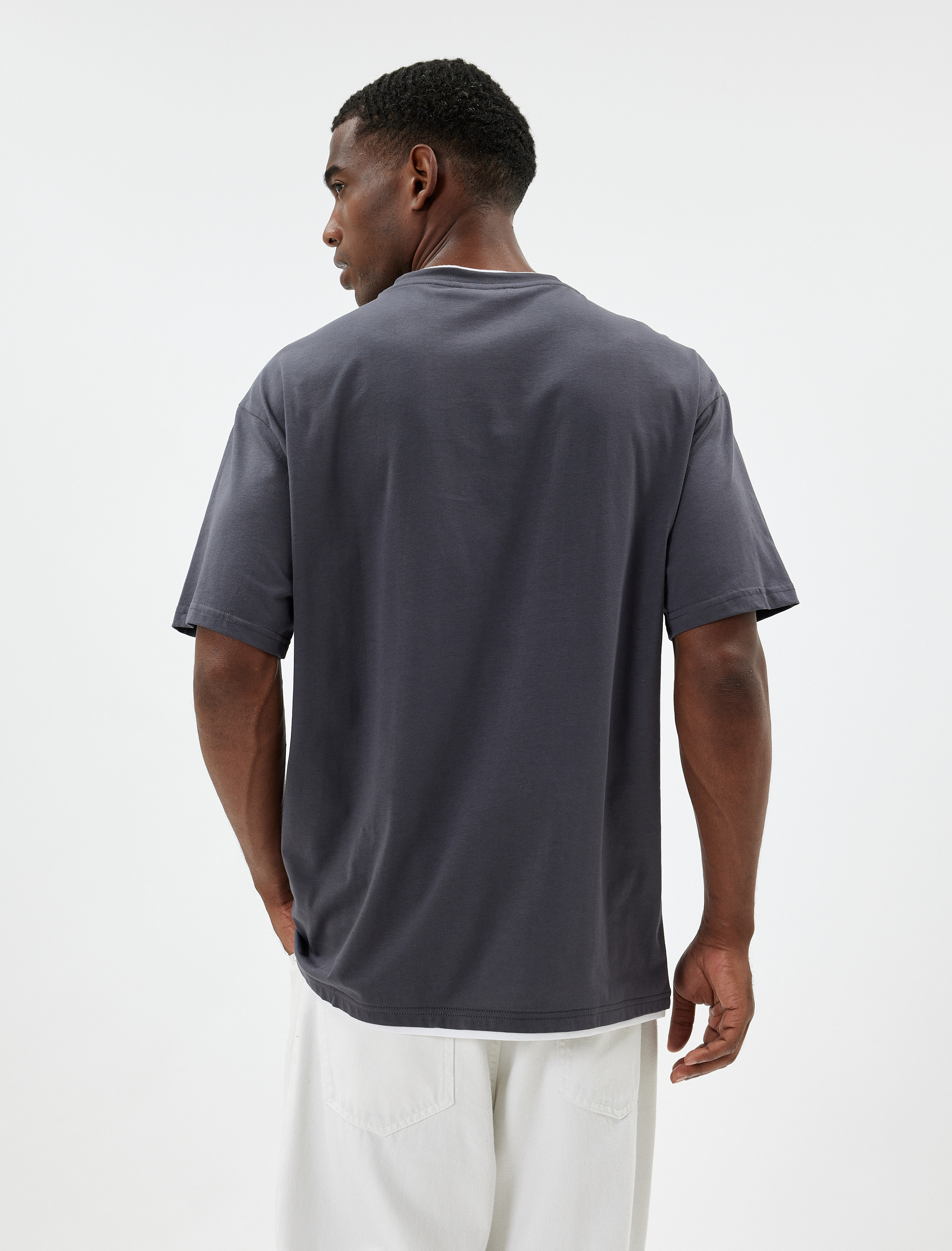   Oversize Tişört Slogan Baskılı Bisiklet Yaka Kısa Kollu Pamuklu