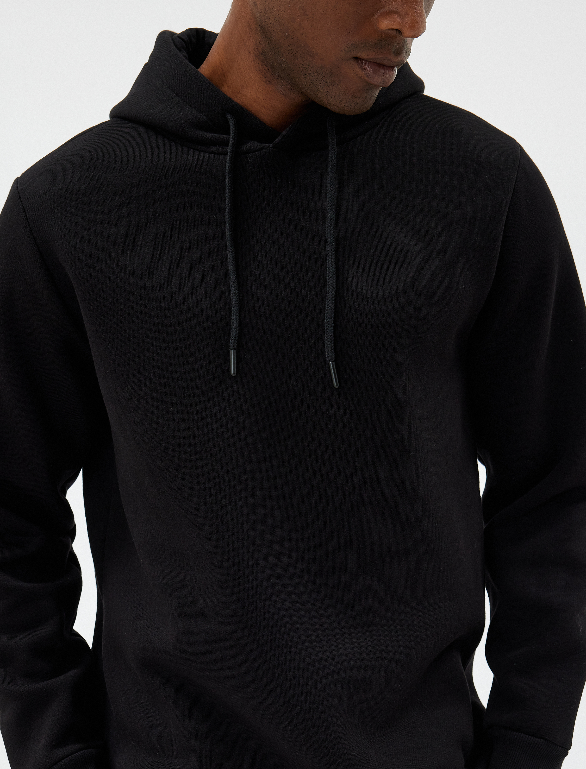   Şardonlu Pamuk Karışımlı Basic Kapşonlu Sweatshirt