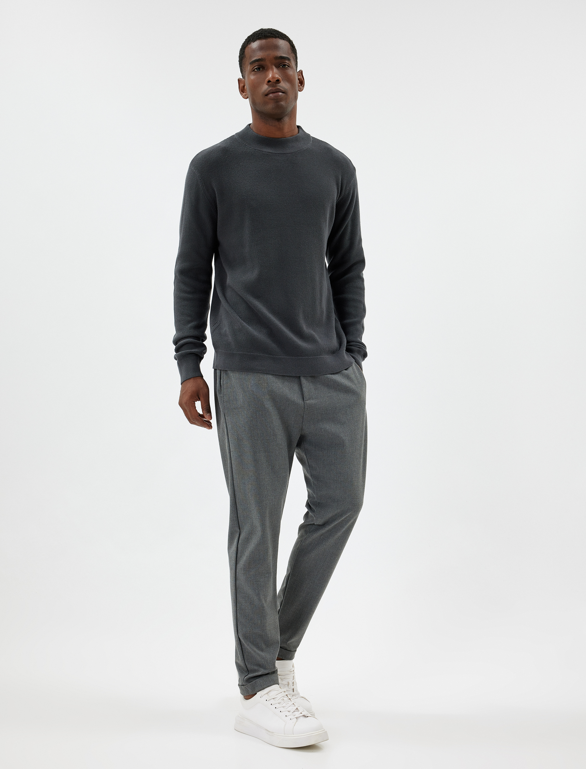   Yarım Balıkçı Yaka Kazak Triko Basic Pamuklu