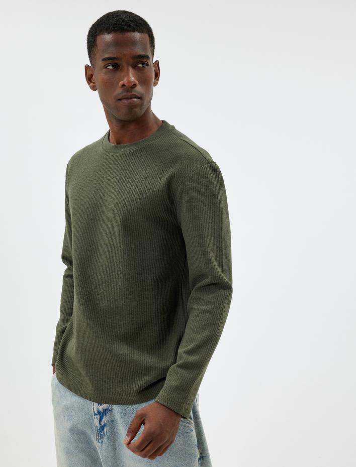  Bisiklet Yaka Kazak Dokulu Pamuk Karışımlı