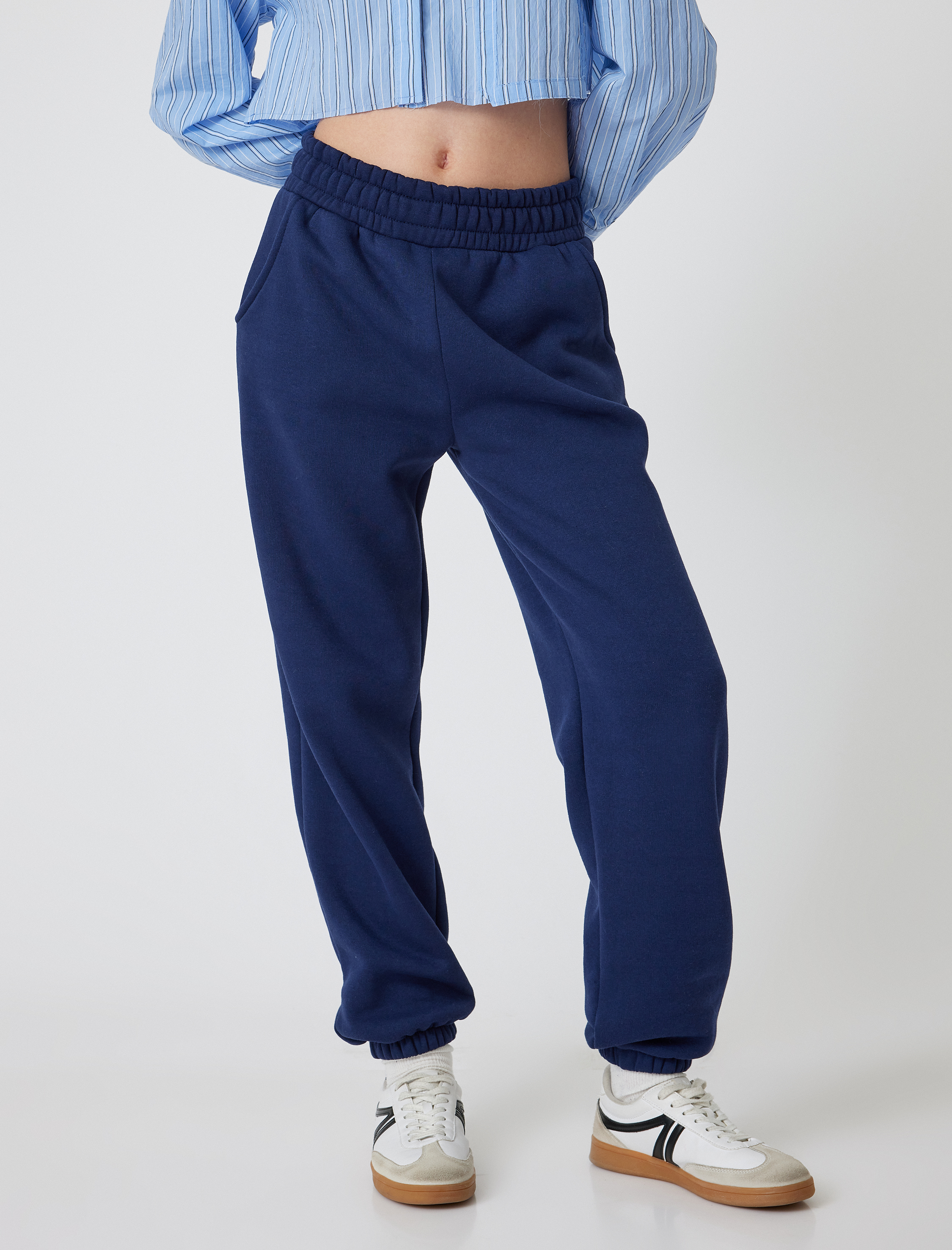   Şardonlu Jogger Eşofman Altı Beli Lastikli Cep Detaylı Rahat Kalıp