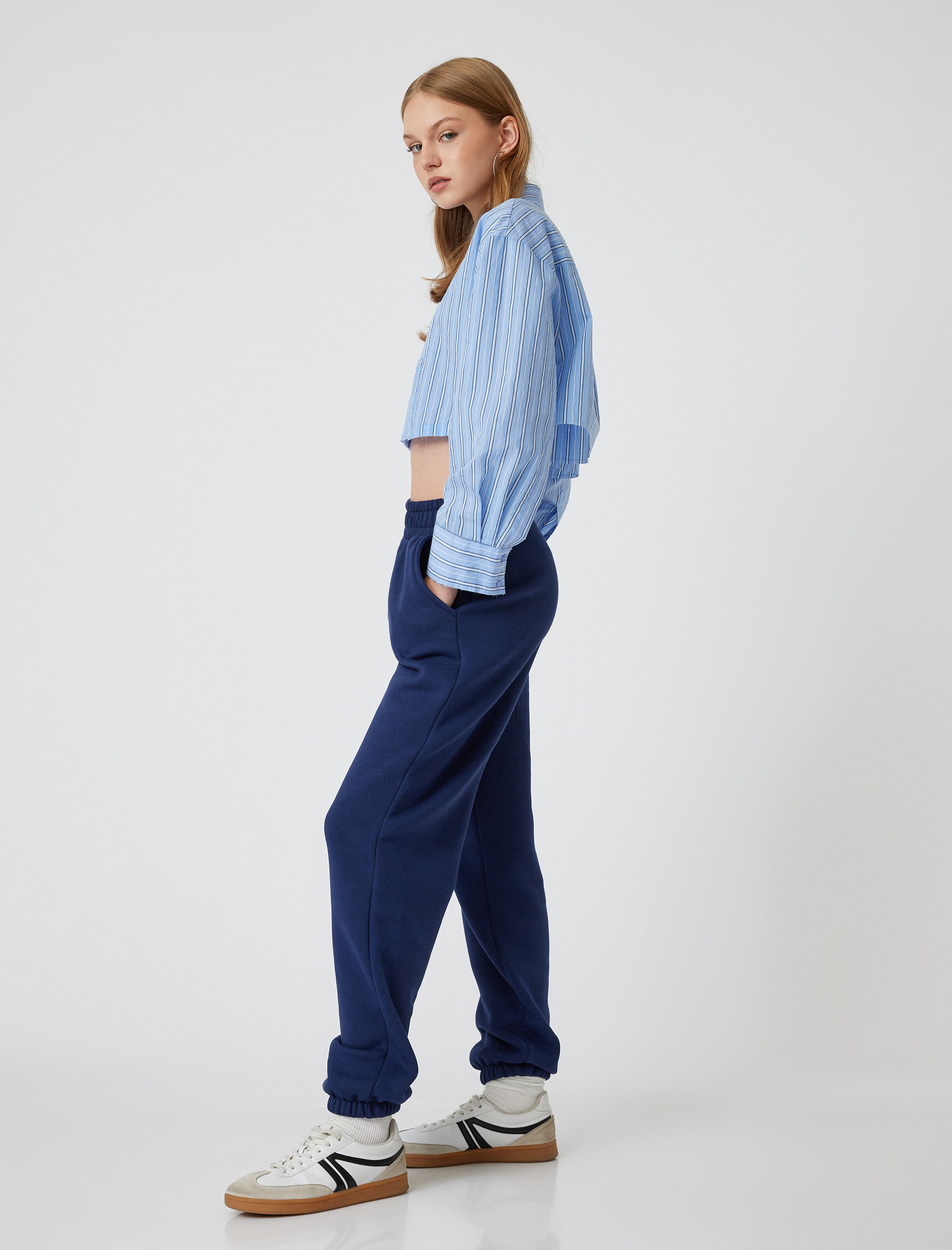   Şardonlu Jogger Eşofman Altı Beli Lastikli Cep Detaylı Rahat Kalıp