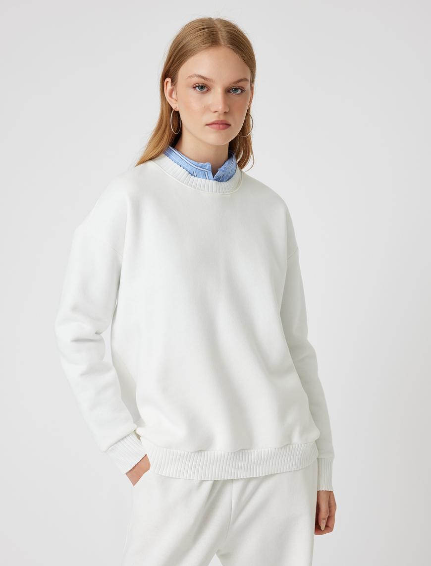   Basic Oversize Sweatshirt Uzun Kollu Bisiklet Yaka