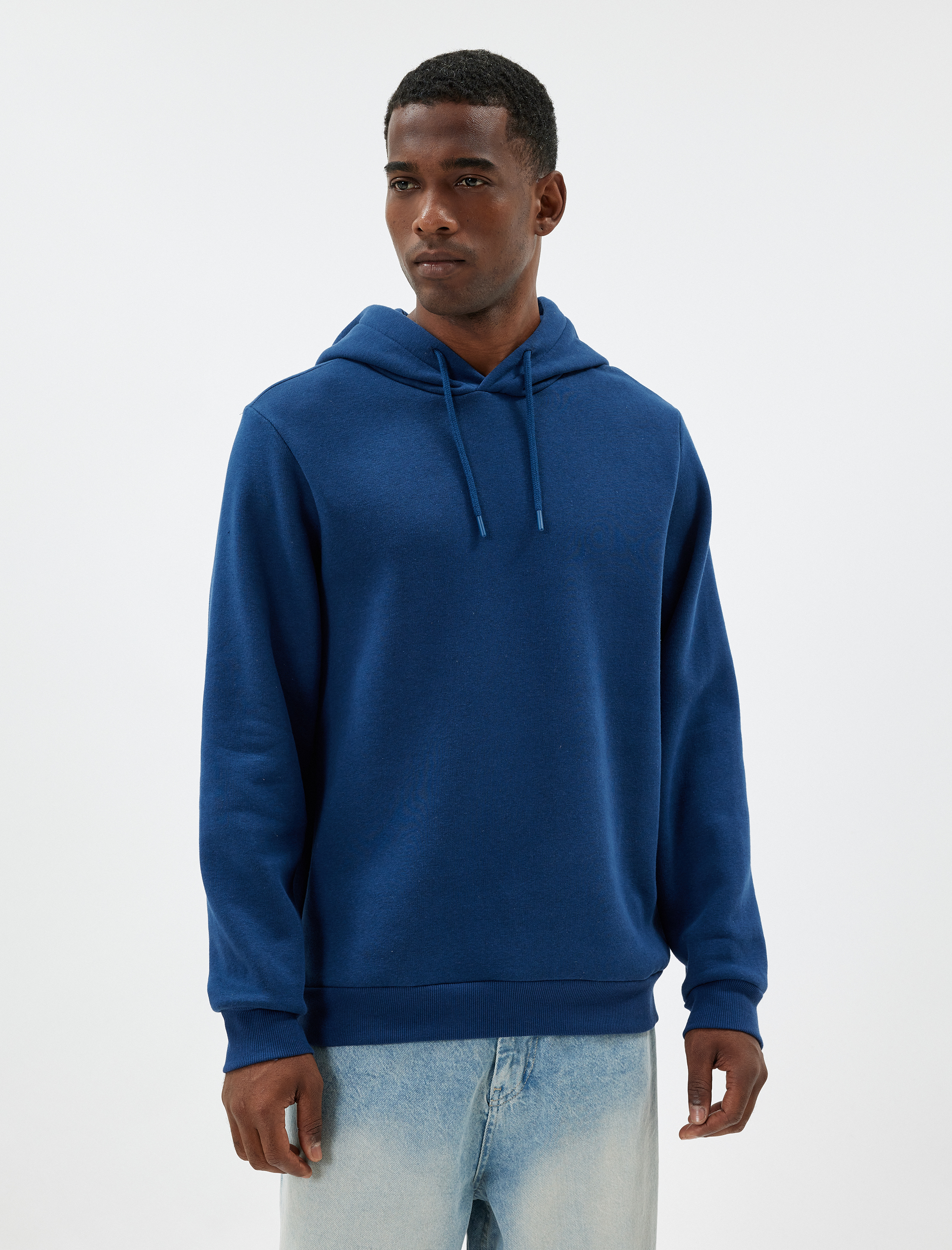Şardonlu Pamuk Karışımlı Basic Kapşonlu Sweatshirt