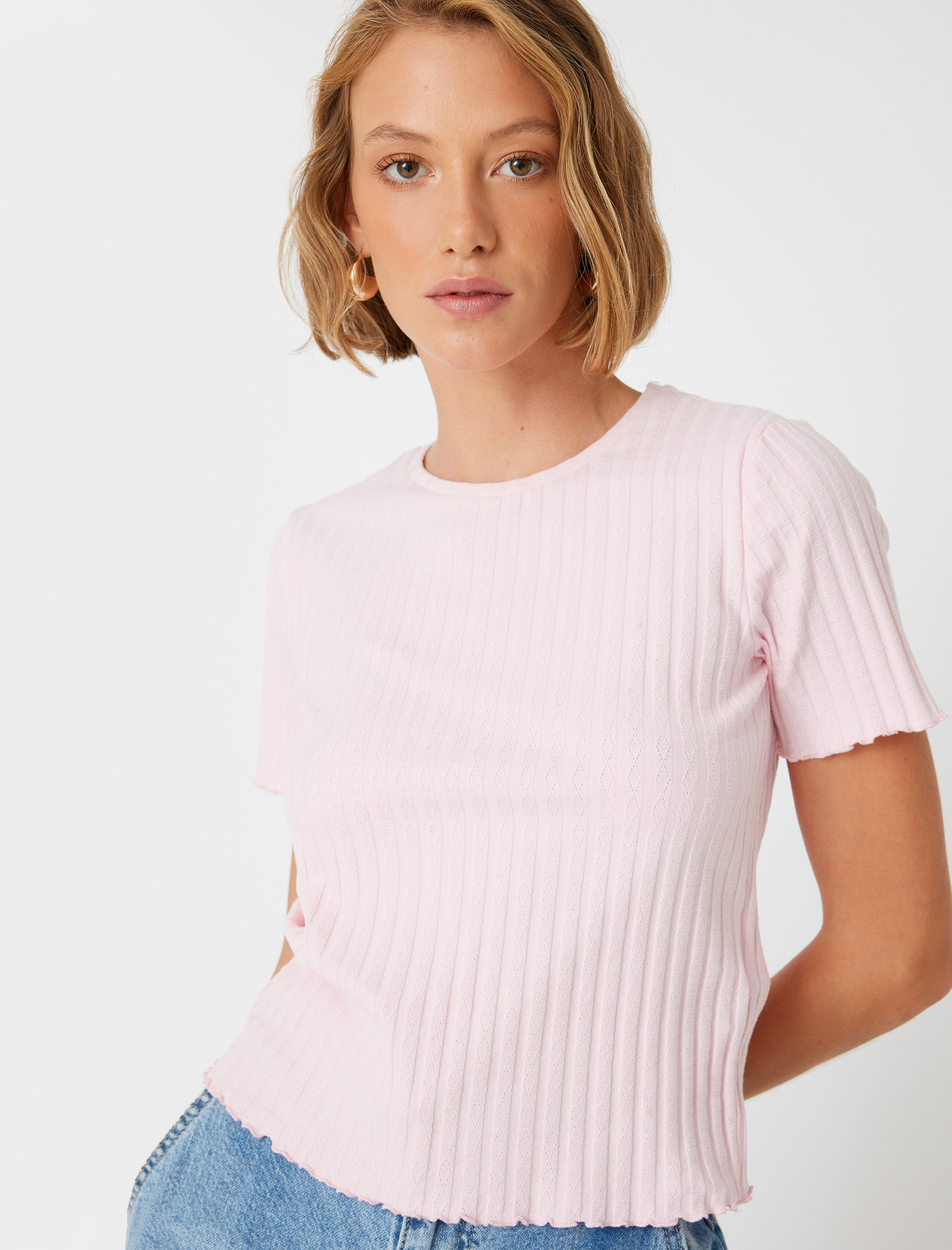   Kaşkorse Bisiklet Yaka Pamuklu Slim Fit Kısa Kollu Tişört