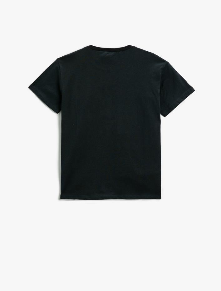 Erkek Çocuk Baskılı Pamuklu Bisiklet Yaka Kısa Kollu Tişört