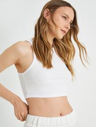 Basic Crop Atlet Halter Yaka Pamuklu