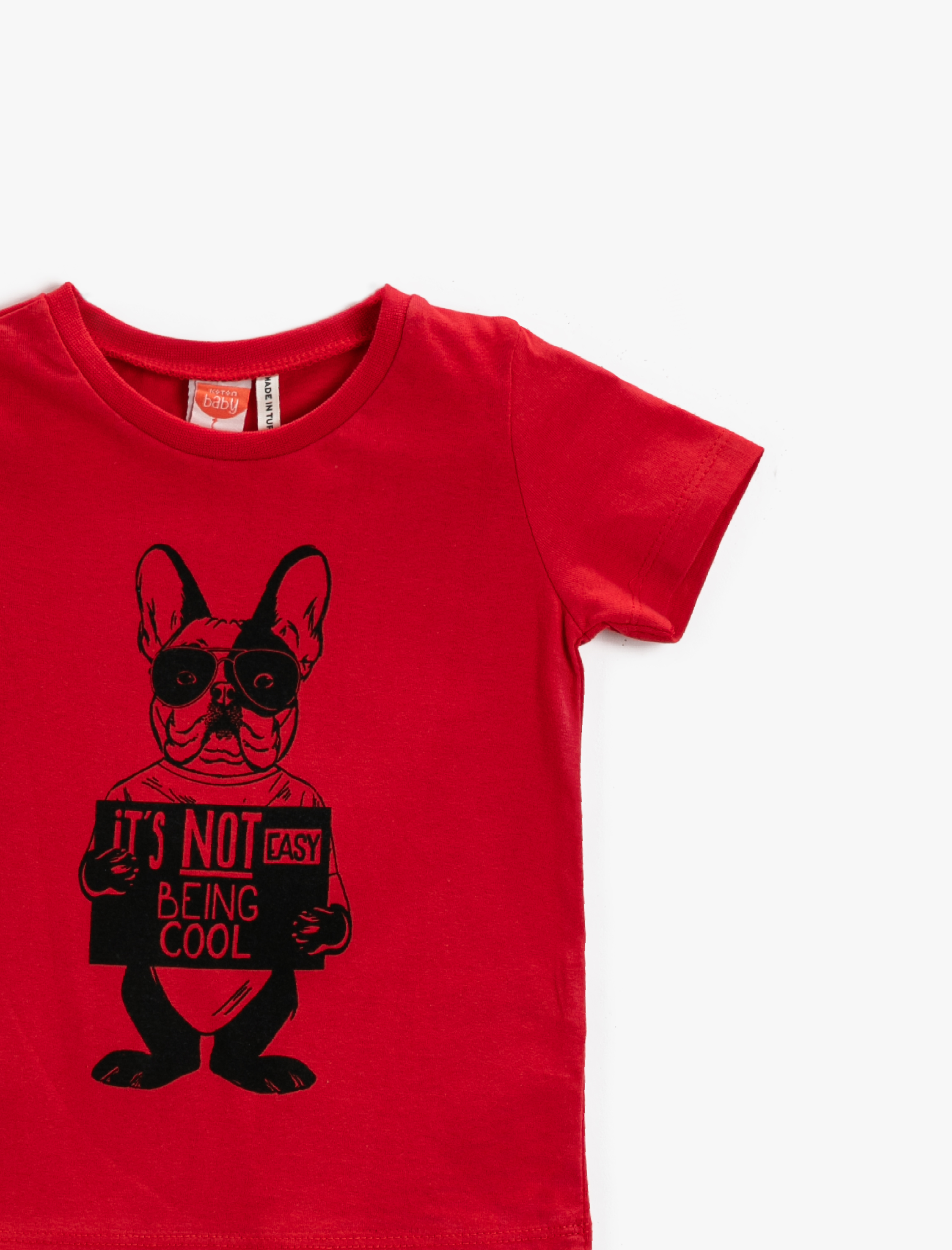  Erkek Bebek Hayvan Baskılı Kısa Kollu Tişört Pamuklu