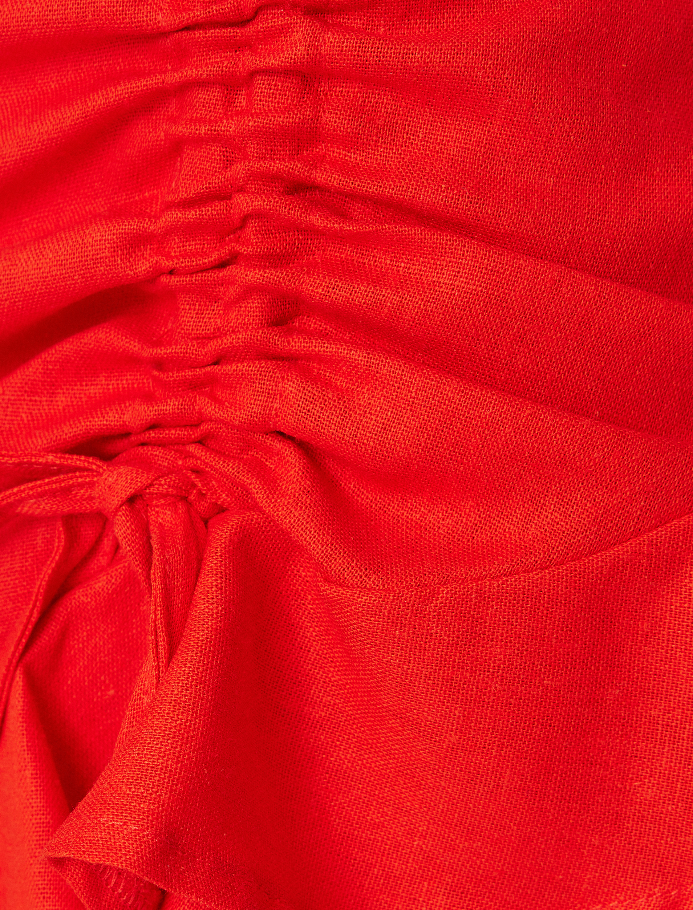   Fırfırlı Mini Keten Şort Etek Slim Fit Fiyonk Detaylı