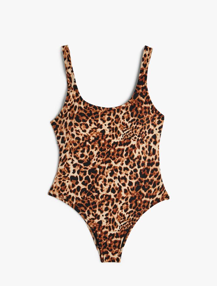  Leopar Mayo U Yaka Kalın Askılı