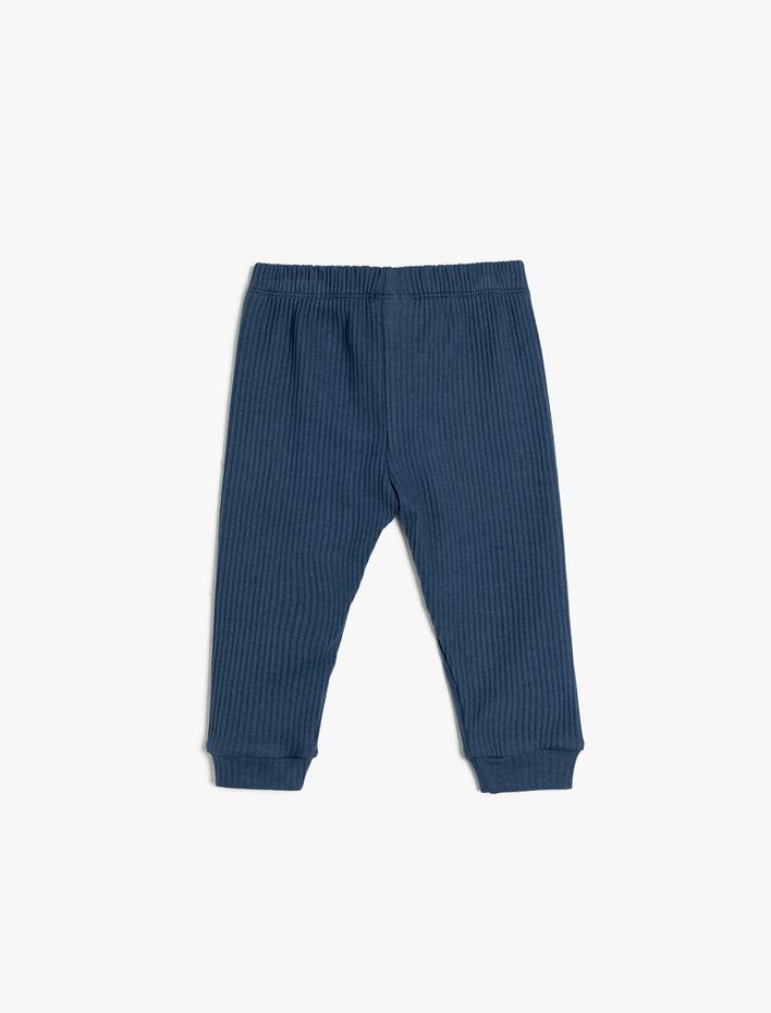 Erkek Bebek Basic Eşofman Altı Dokulu Beli Bağlamalı