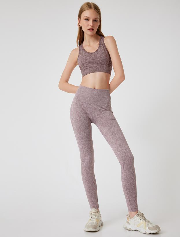 Dikişsiz Tayt Spor Yüksek Bel Tül Detaylı Kırçıllı Slim Fit_0