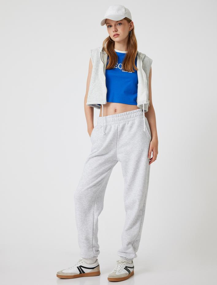  Şardonlu Jogger Eşofman Altı Beli Lastikli Cep Detaylı Rahat Kalıp