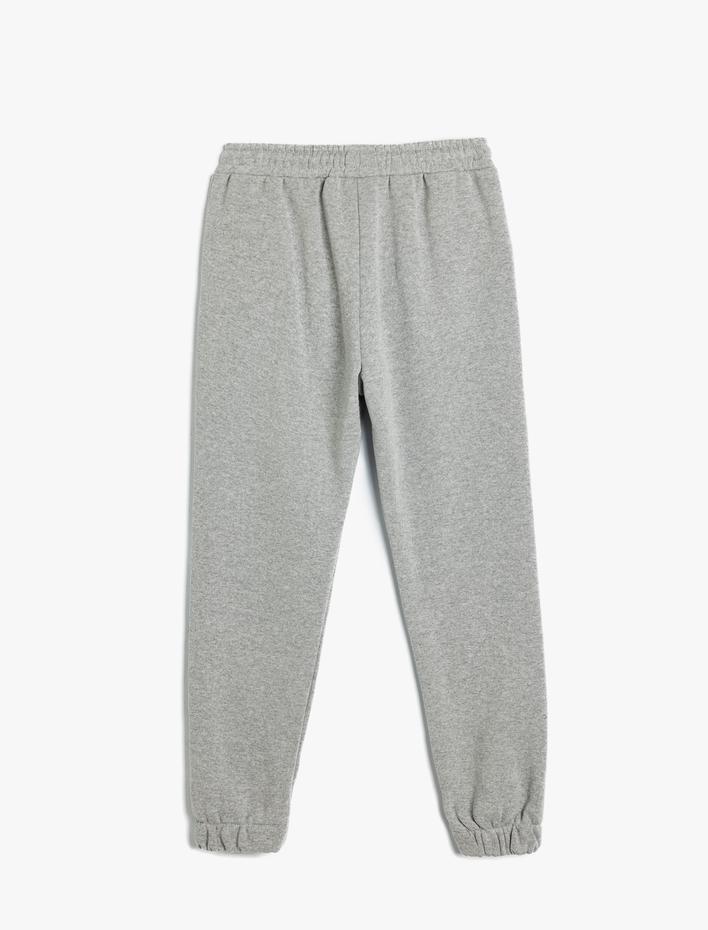 Erkek Çocuk Jogger Eşofman Altı Baskı Detaylı Beli Bağlamalı Cepli Şardonlu