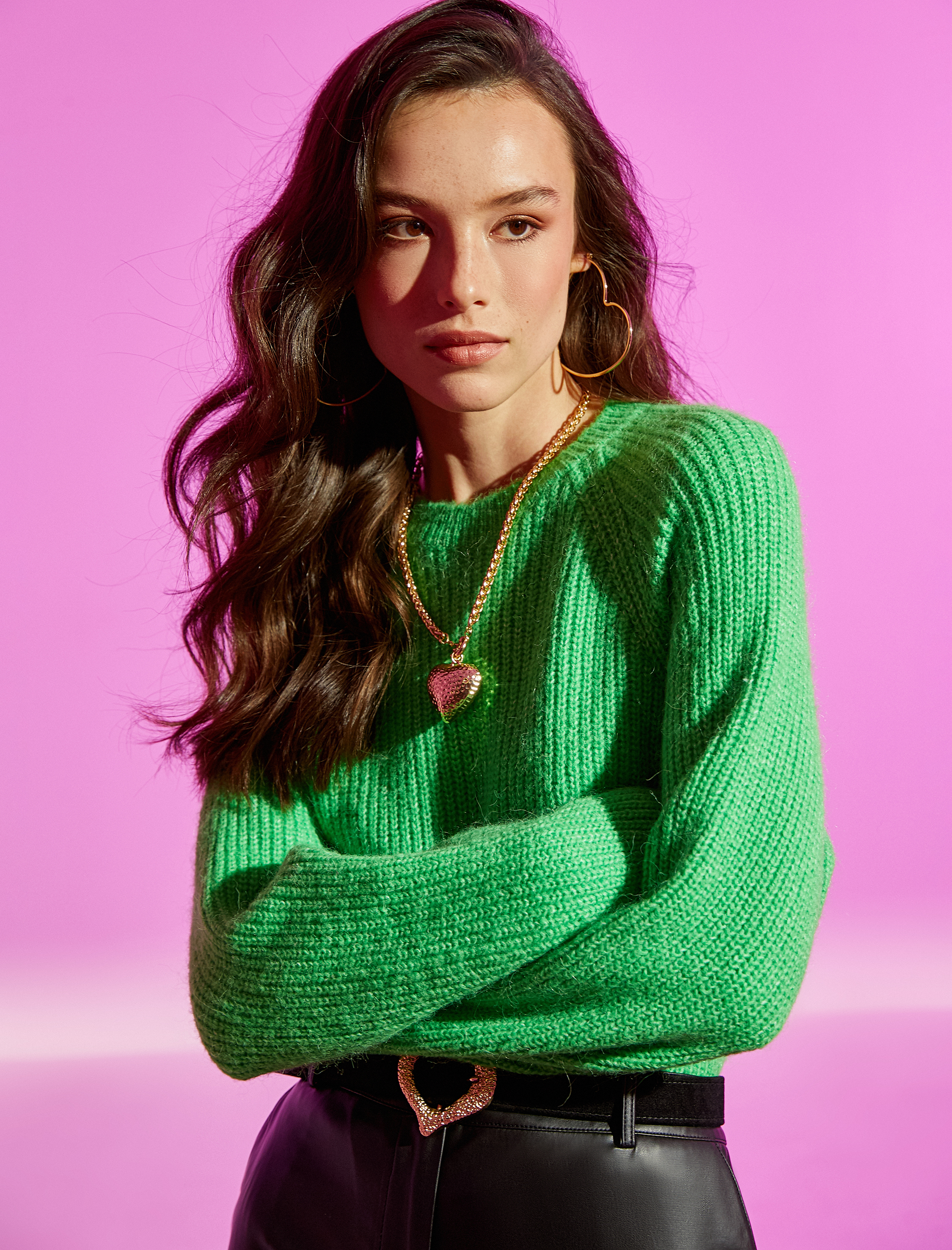 Kadın Kalp Şekilli Uzun Pendant Kolye