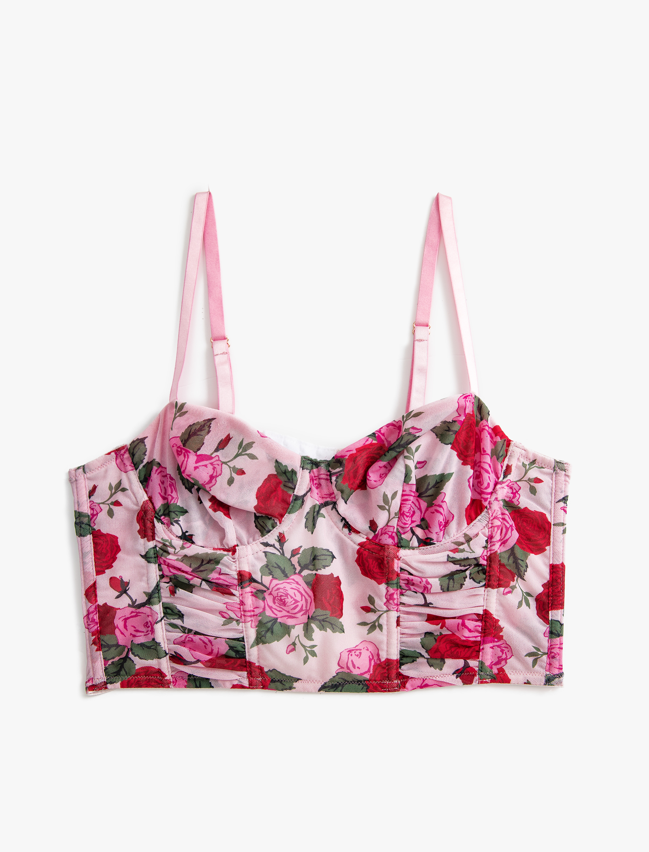   Çiçekli Bralet Sütyen Dolgusuz Kapsız Balensiz Büzgülü