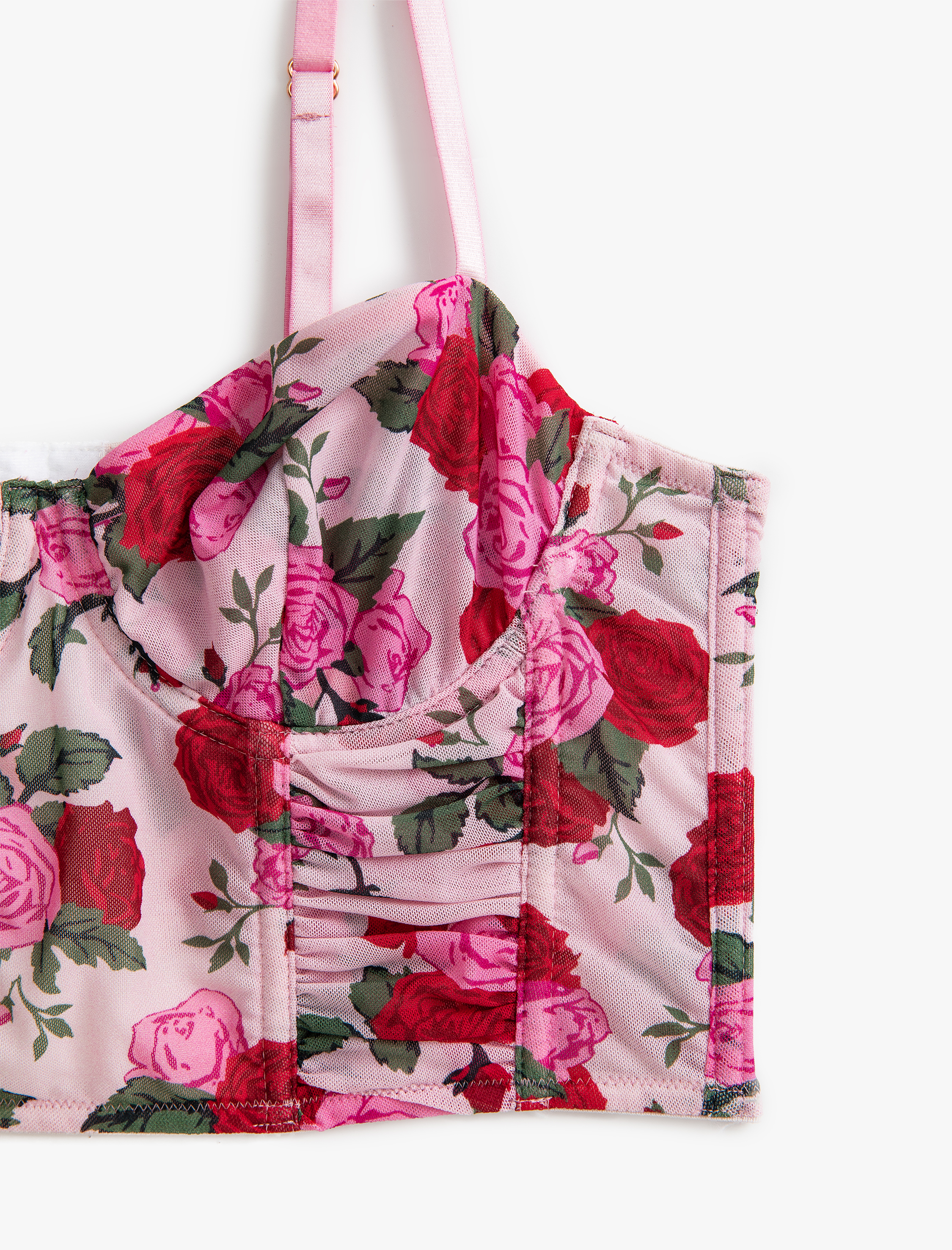   Çiçekli Bralet Sütyen Dolgusuz Kapsız Balensiz Büzgülü