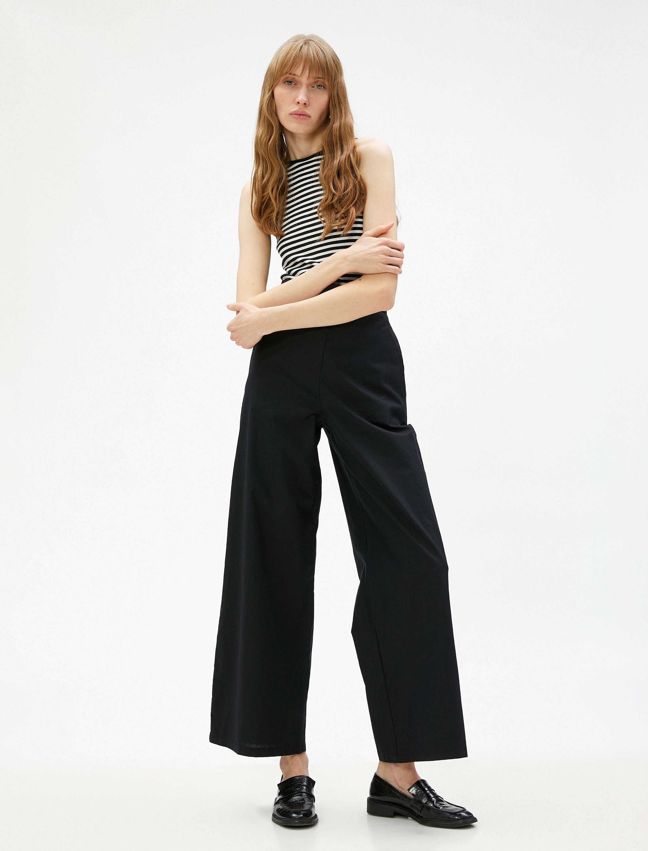   Keten Pantolon Bol Paça Crop