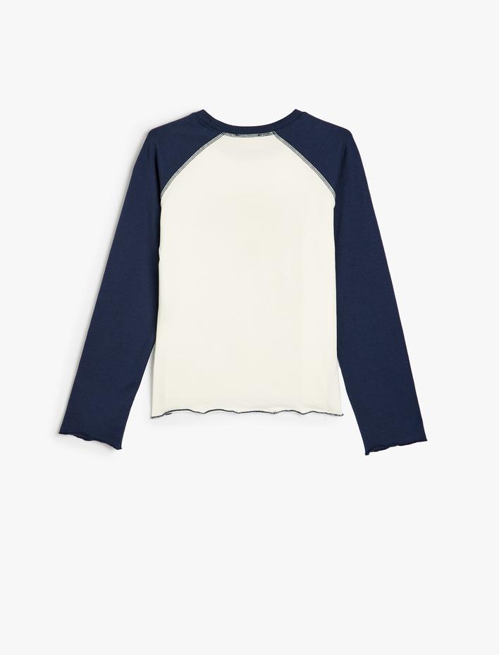 Kız Çocuk Tişört Şehir Baskılı Uzun Kollu Bisiklet Yaka Pamuklu