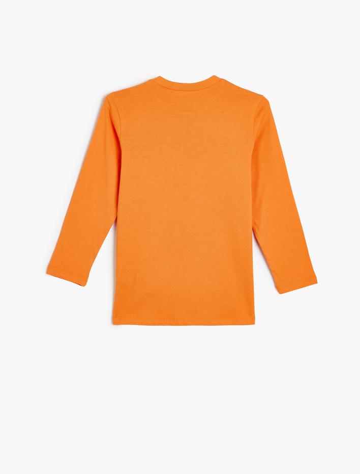 Erkek Çocuk Tişört Futbol Temalı Baskılı Uzun Kollu Bisiklet Yaka Pamuklu