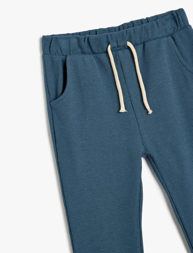 Basic Jogger Eşofman Altı Beli Bağlamalı Dokulu Pamuklu_2