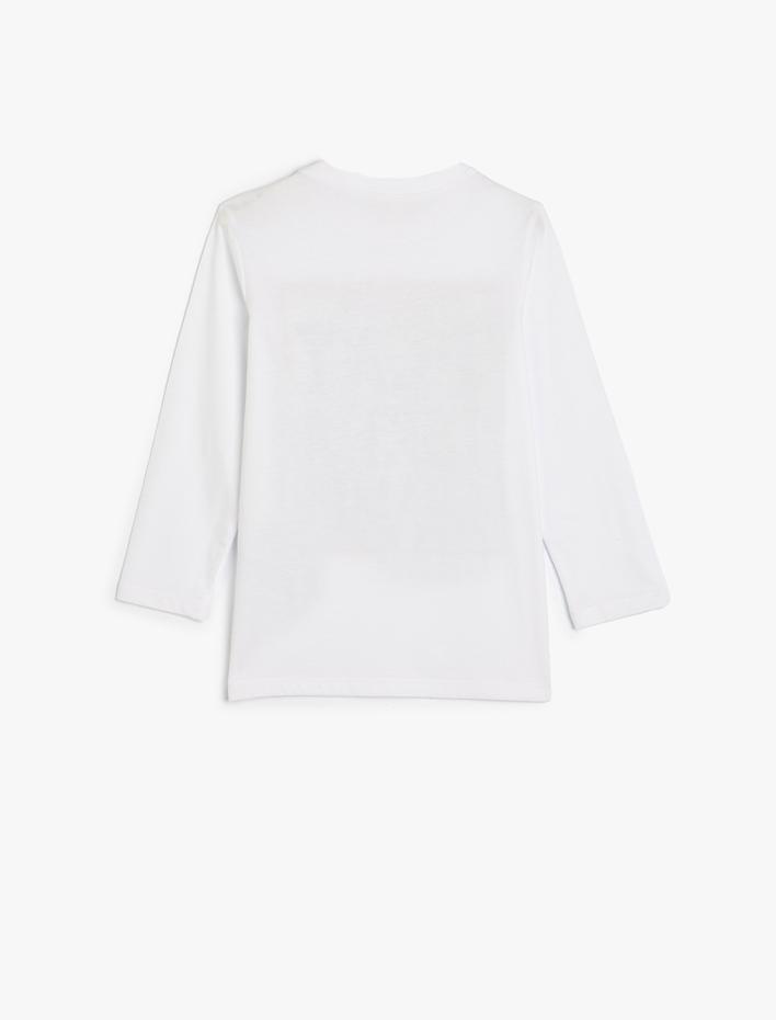 Erkek Çocuk Basketbol Temalı Baskılı Pamuklu Uzun Kollu Tişört