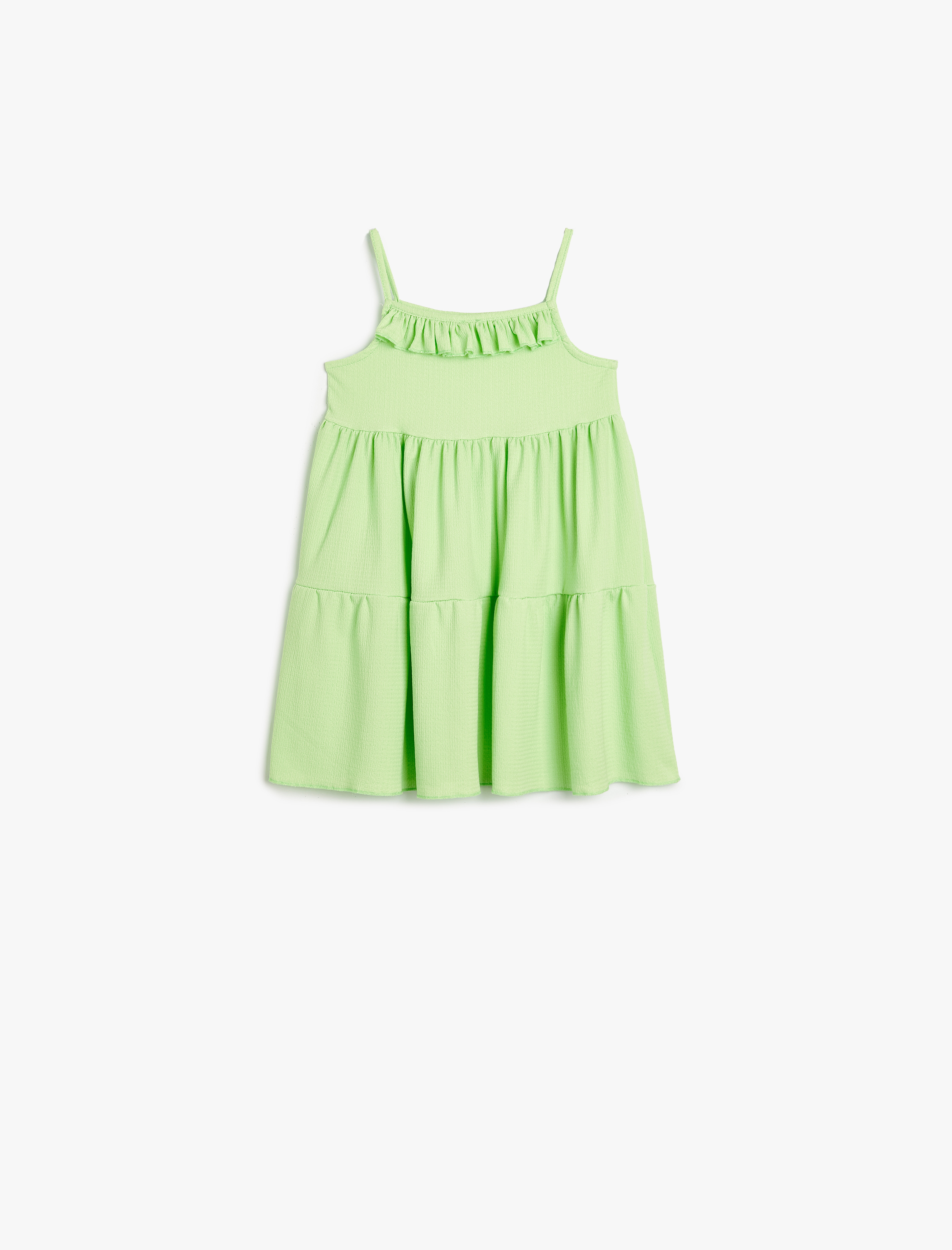  Kız Bebek Elbise İnce Askılı Katlı Fırfır Detaylı