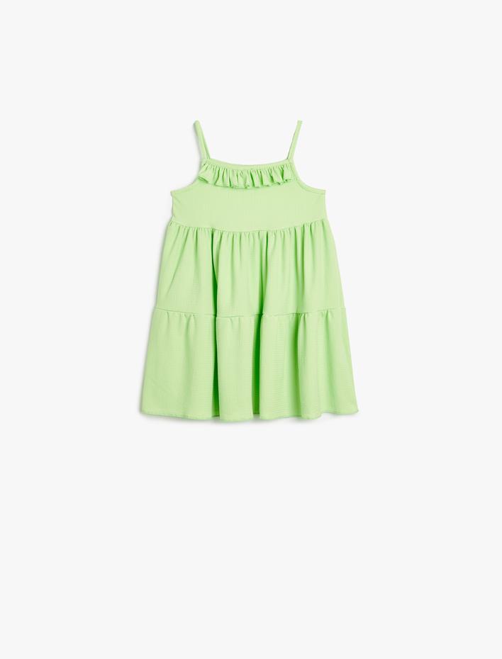 Kız Bebek Elbise İnce Askılı Katlı Fırfır Detaylı