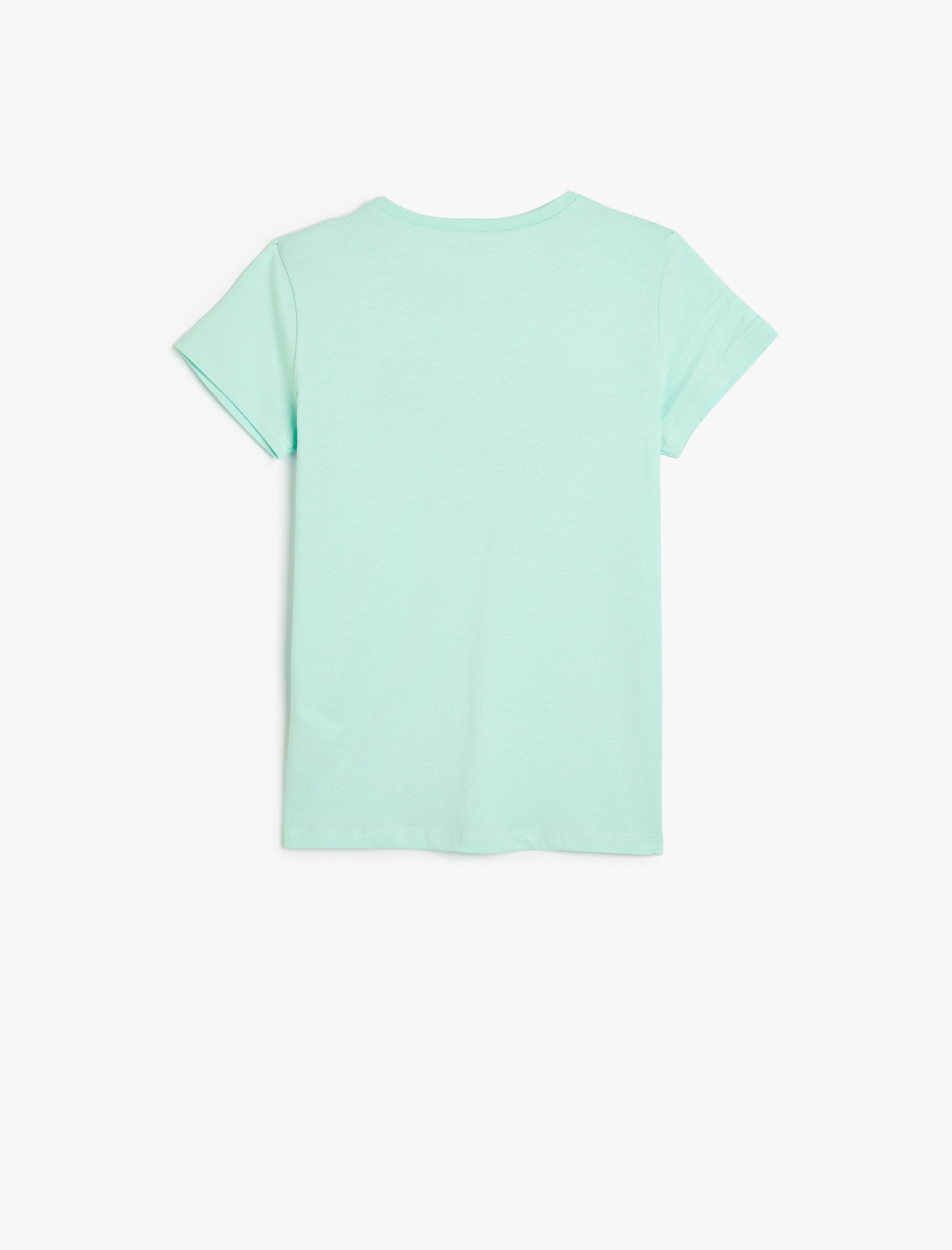  Kız Çocuk Tişört Kısa Kollu Yuvarlak Yaka Kalp Baskı Detaylı Pamuklu