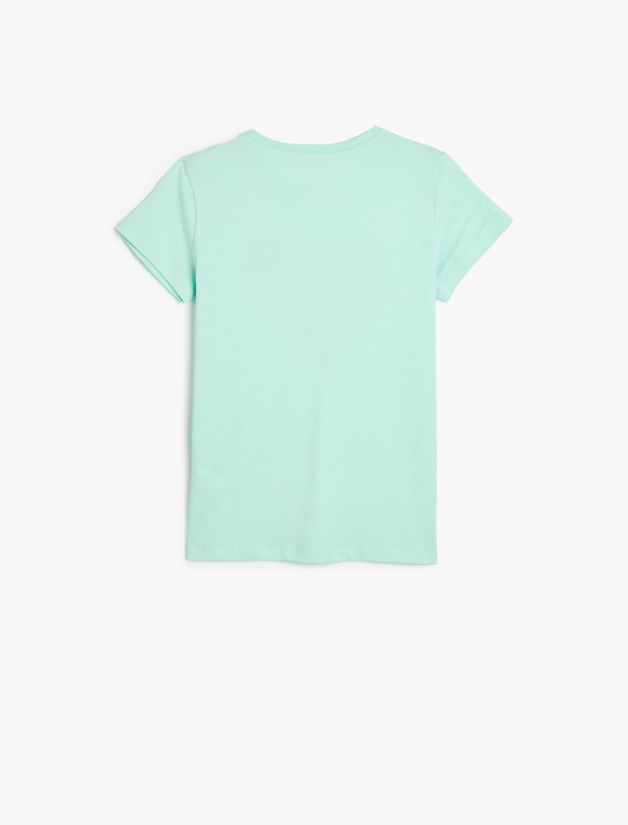 Kız Çocuk Tişört Kısa Kollu Yuvarlak Yaka Kalp Baskı Detaylı Pamuklu