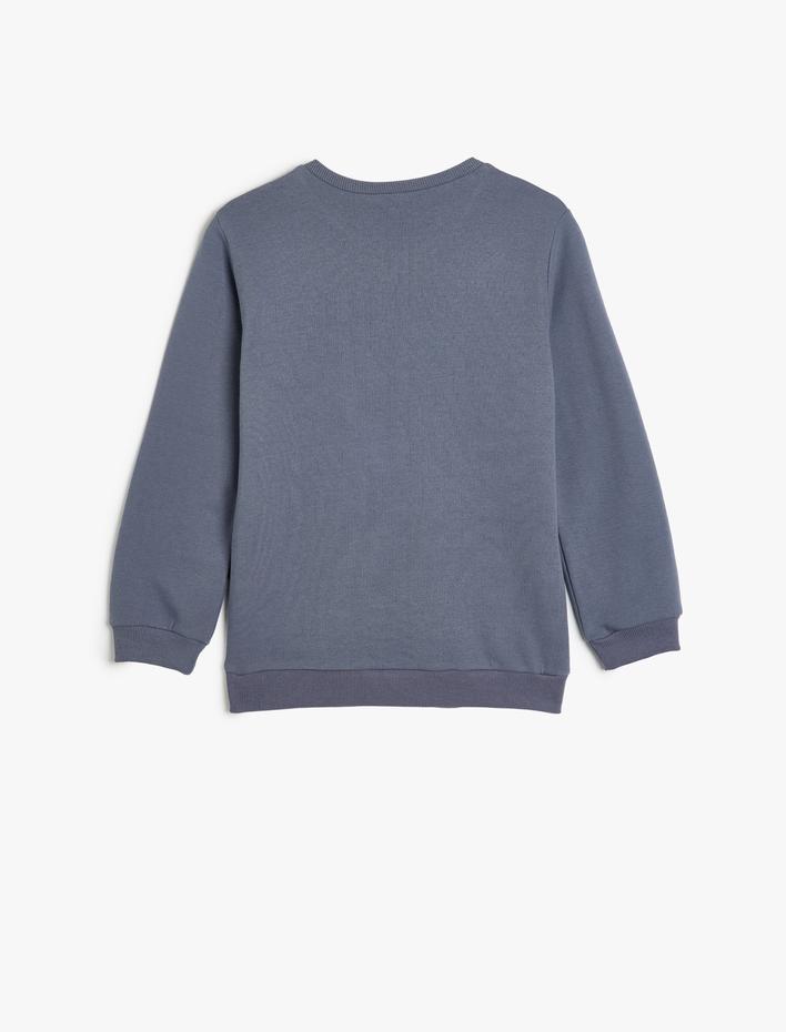 Erkek Çocuk Sweatshirt Kuru Kafa Baskılı Uzun Kollu Bisiklet Yaka Şardonlu