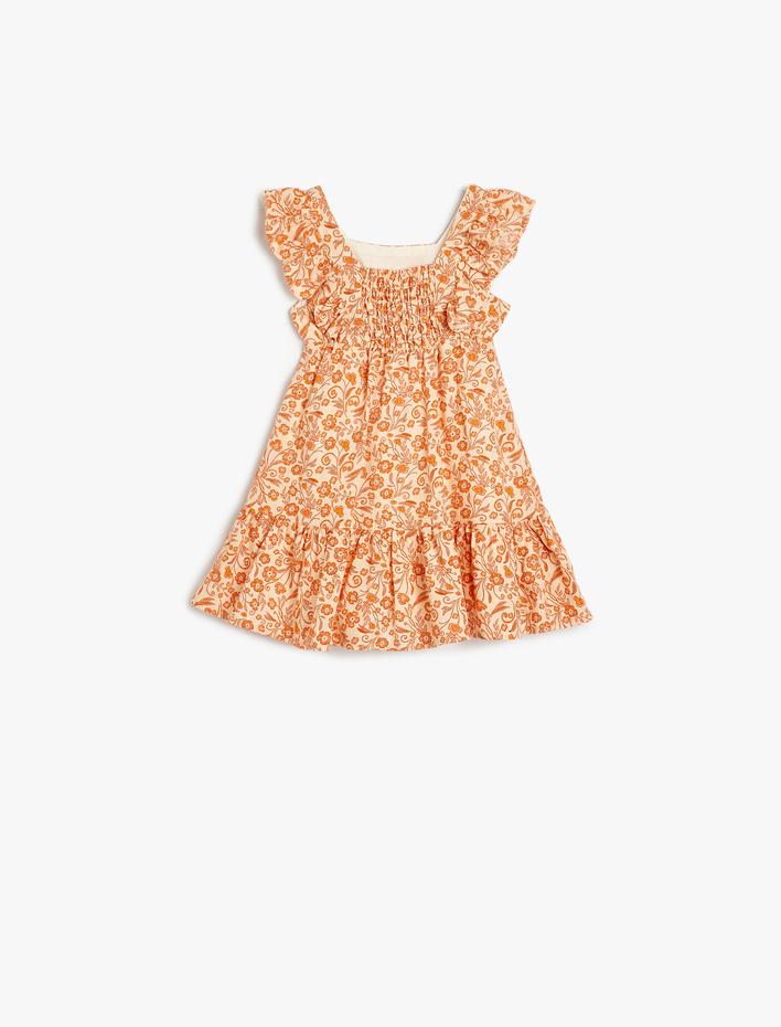 Kız Bebek Elbise İnce Askılı Çiçek Desenli