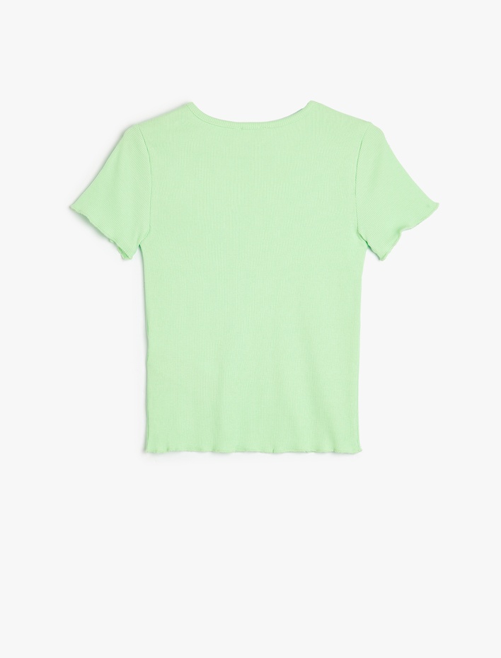 Kız Çocuk Basic Tişört Slim Fit Kısa Kollu Bisiklet Yaka Ribanalı Pamuklu