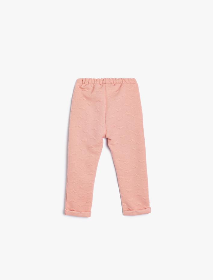 Kız Bebek Beli Lastikli Dokulu Basic Eşofman Altı