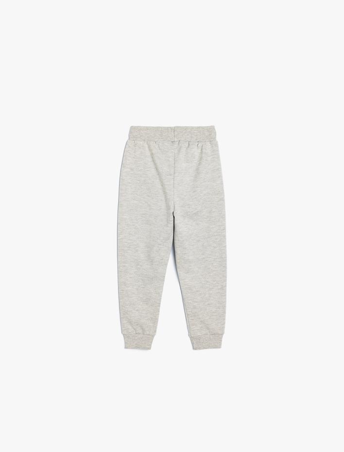 Kız Bebek Jogger Eşofman Altı Kedi Baskılı Beli Bağlamalı Şardonlu