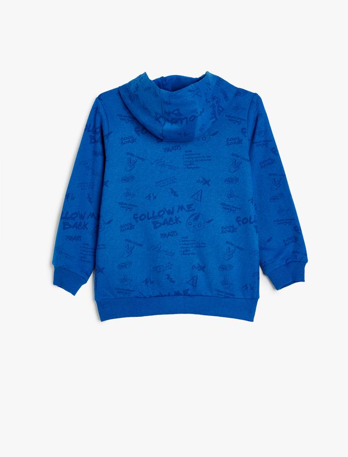 Erkek Çocuk Kapşonlu Sweatshirt Uzun Kollu Slogan Baskılı