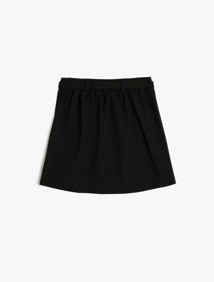 Kız Çocuk Pileli Şort Etek Toka Detaylı Beli Lastikli