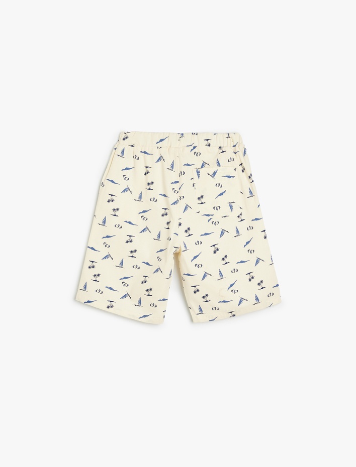 Erkek Çocuk Chino Şort Yaz Baskılı Cepli Beli Lastikli