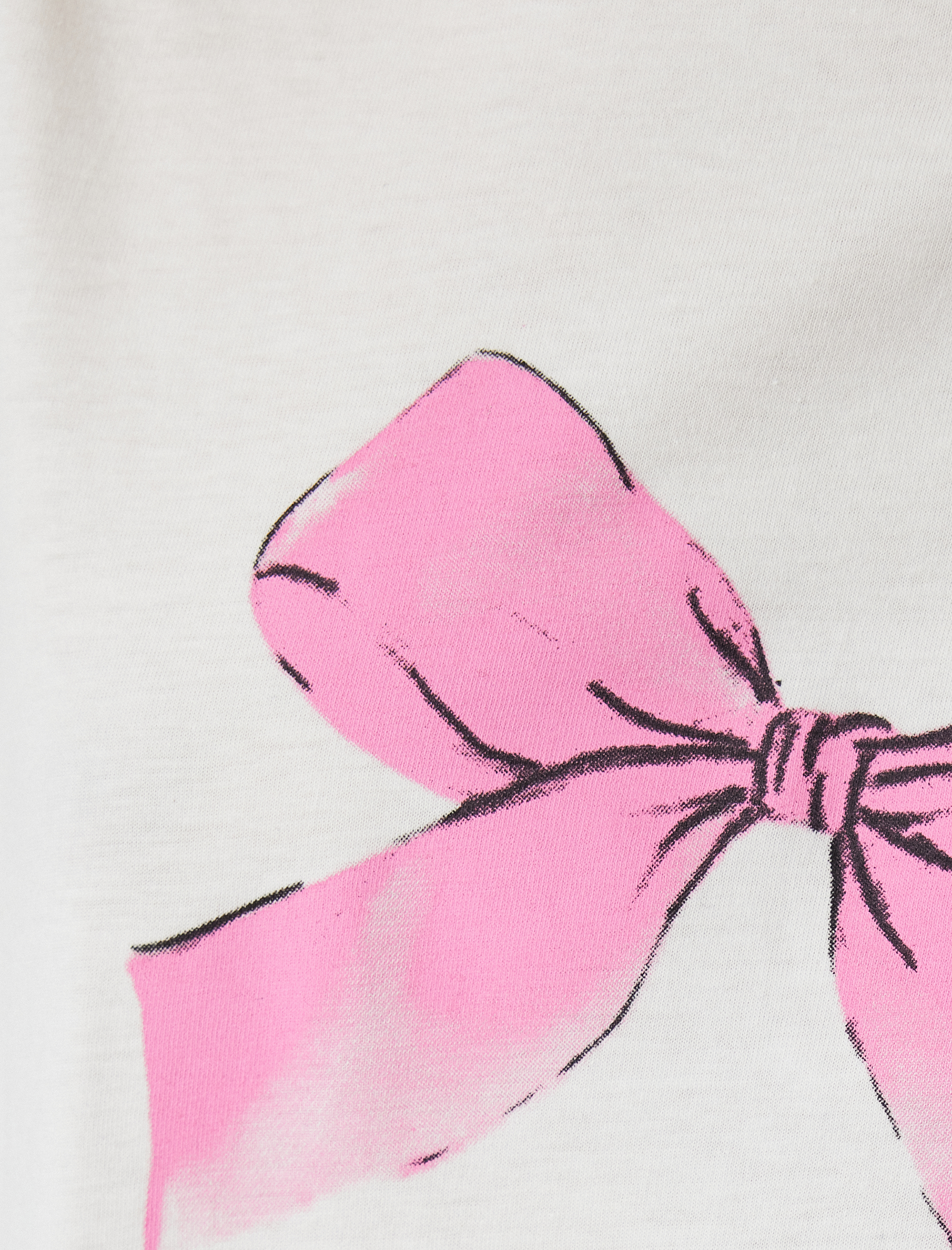   Oversize Fiyonk Baskılı Tişört Bisiklet Yaka Kısa Kollu