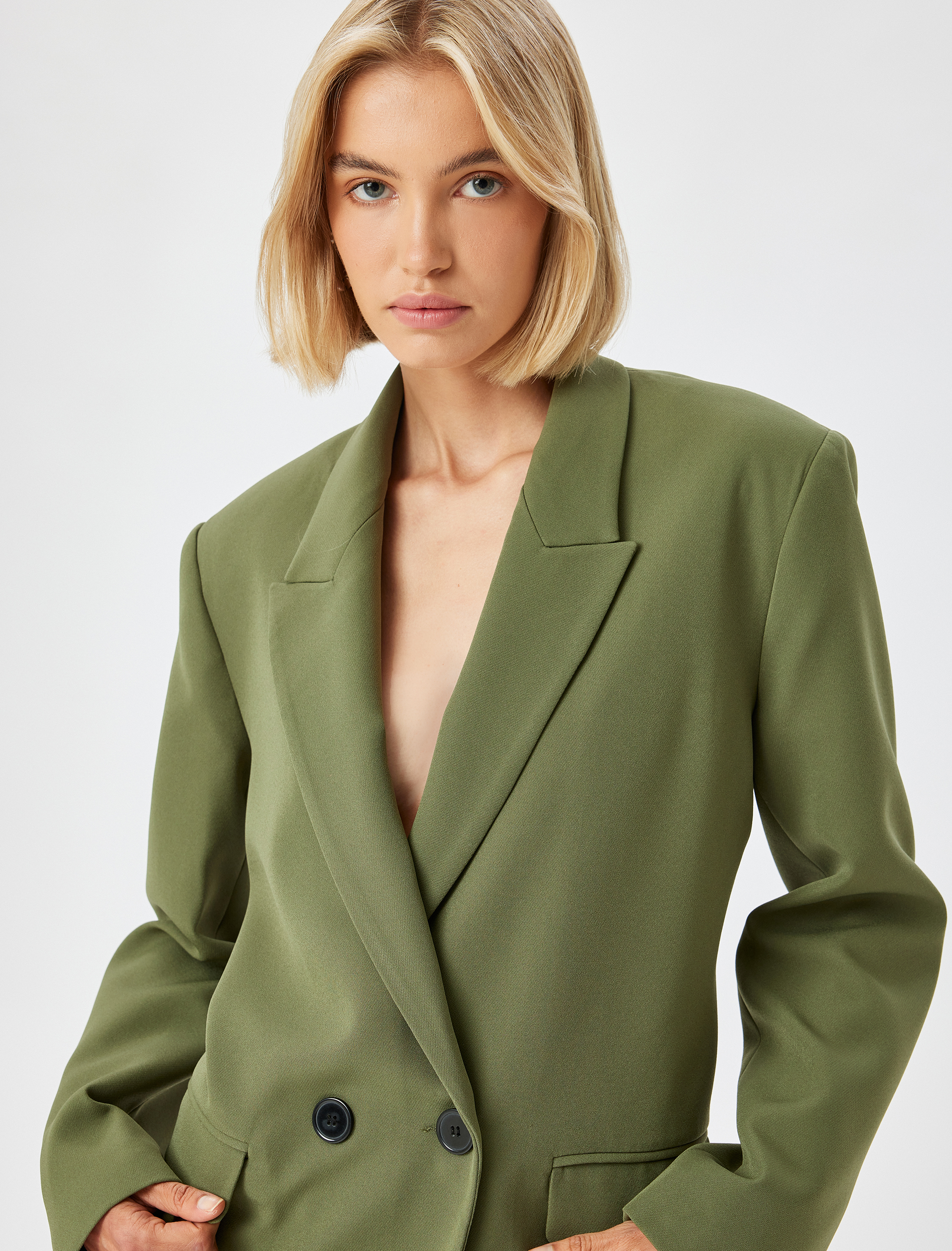   Kruvaze Oversize Blazer Ceket Düğmeli