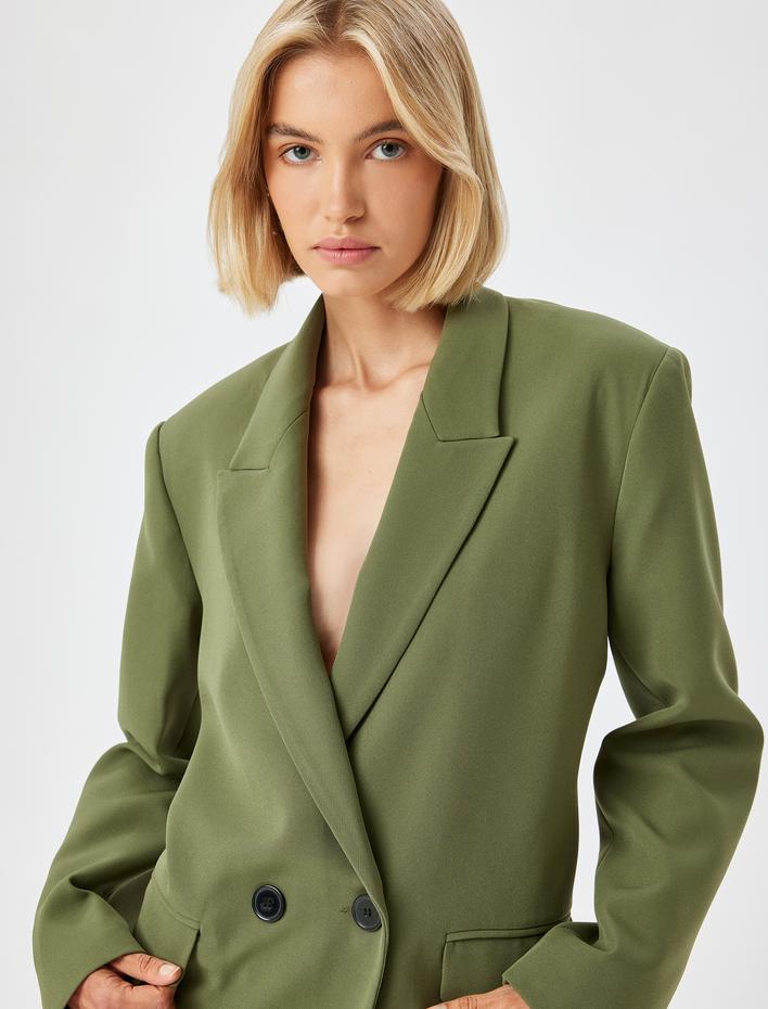  Kruvaze Oversize Blazer Ceket Düğmeli