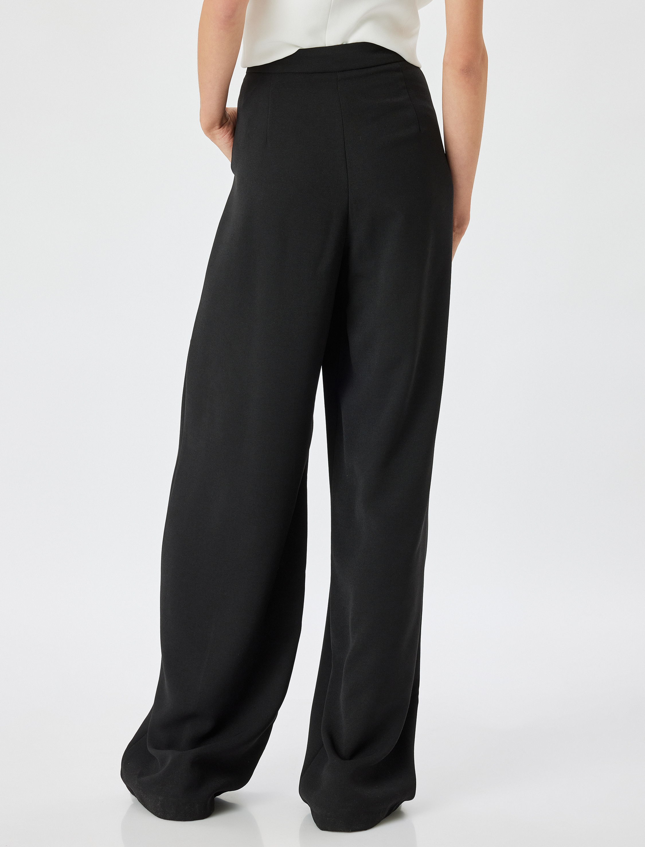   Cepli Pile Detaylı Yüksek Bel Palazzo Pantolon