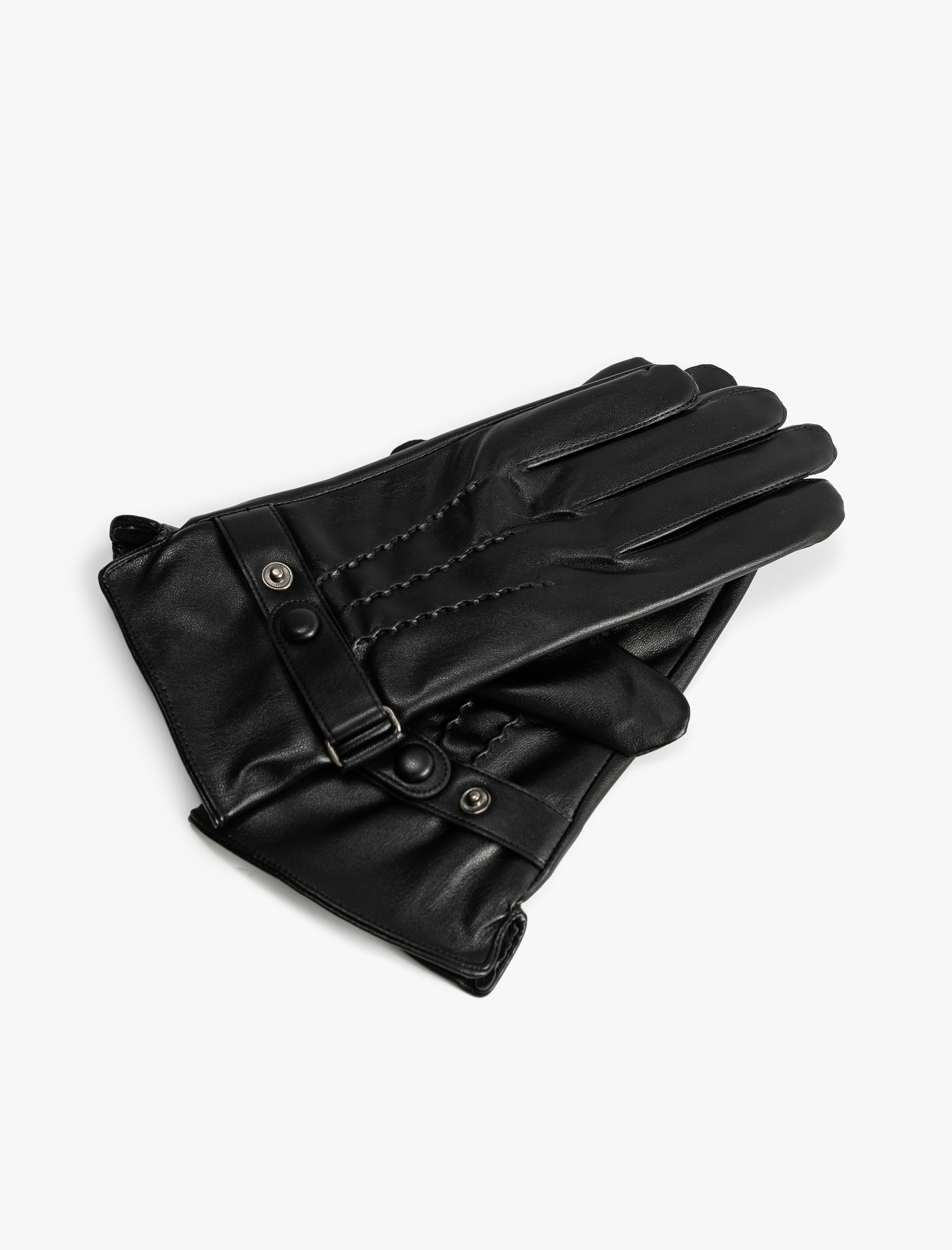 Erkek Suni Deri Eldiven Çıt Çıt Düğme Detaylı