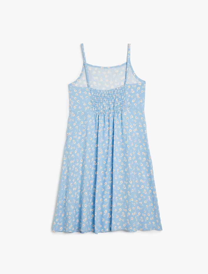 Kız Çocuk Elbise İnce Askılı Çiçek Desenli