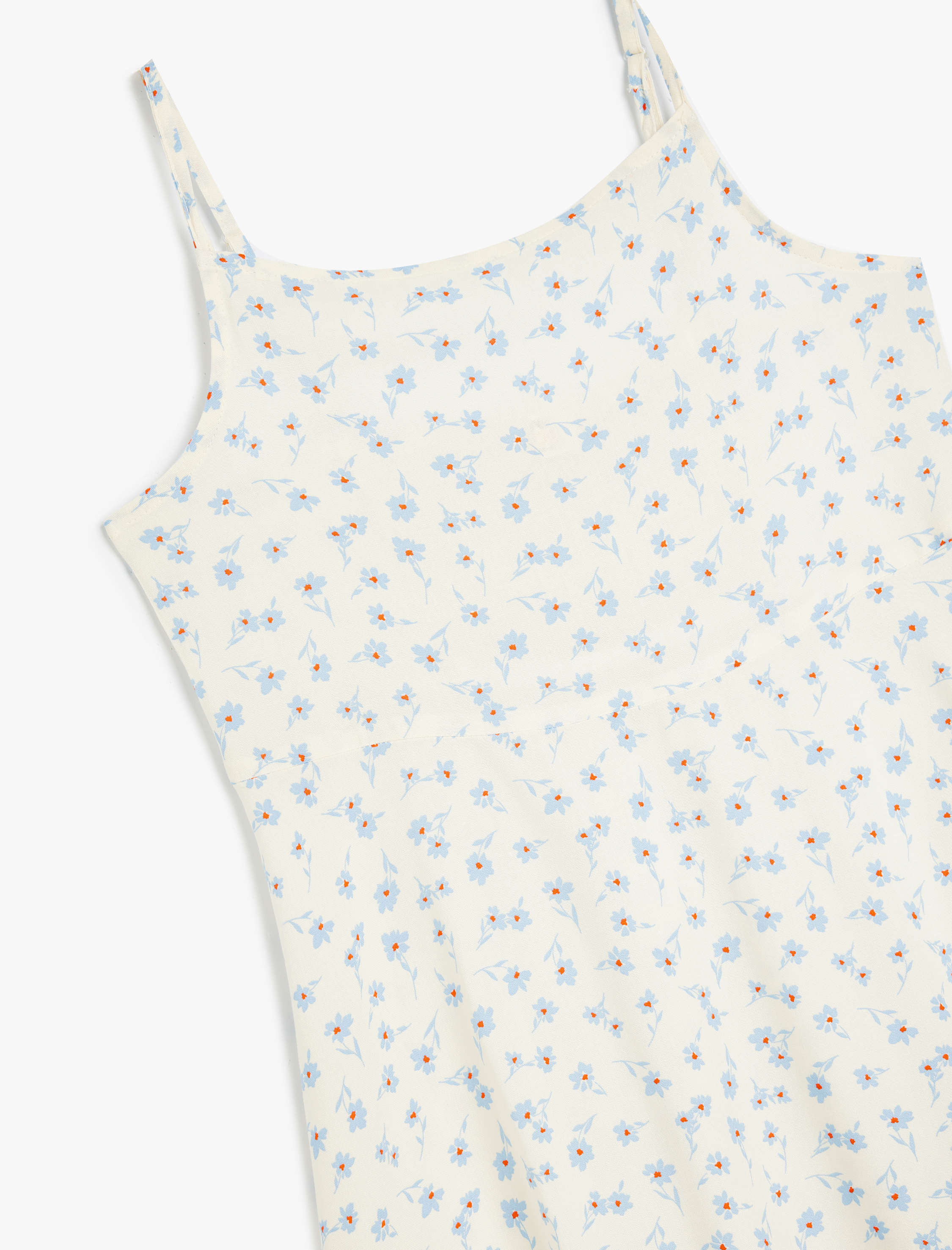  Kız Çocuk Elbise İnce Askılı Çiçek Desenli